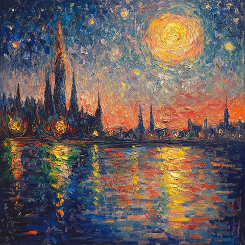 星空夜色红橙黄蓝