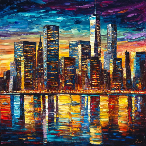 夜空倒影水光潋滟