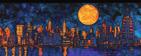 夜色城市漫画插画