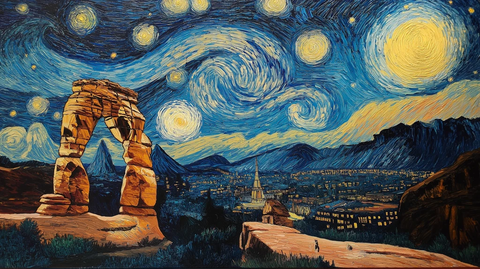 星空下的石拱景观