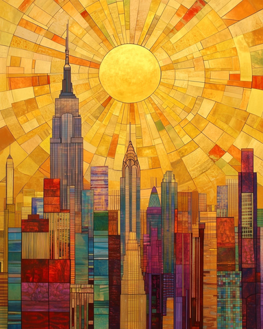 黄日辉映城市天际