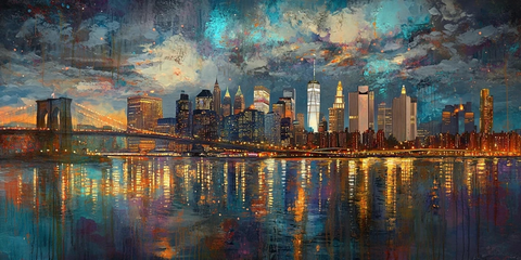 水面倒影与城市灯光