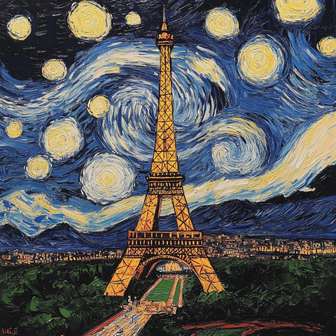 夜空五环映塔景