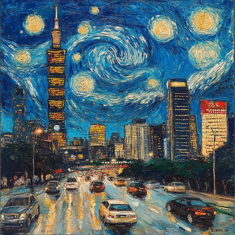 星夜高楼车流穿梭