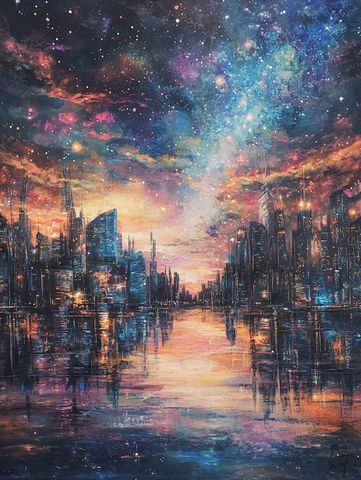 银河下挂七夕许愿笺