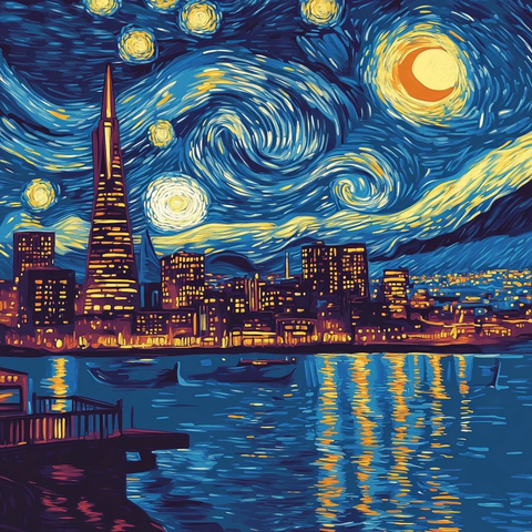 星夜中的城市剪影