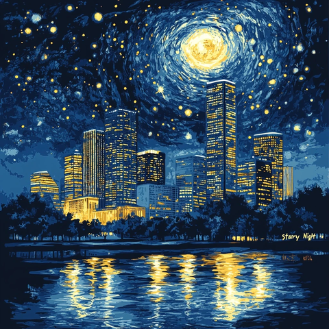 星夜画笔下的城市地标