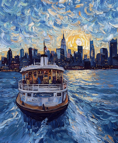 渡船河景城市轮廓