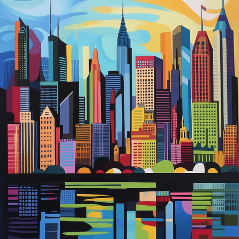 城市天际线拼接画