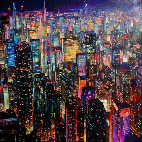 夜晚城市天际线景观