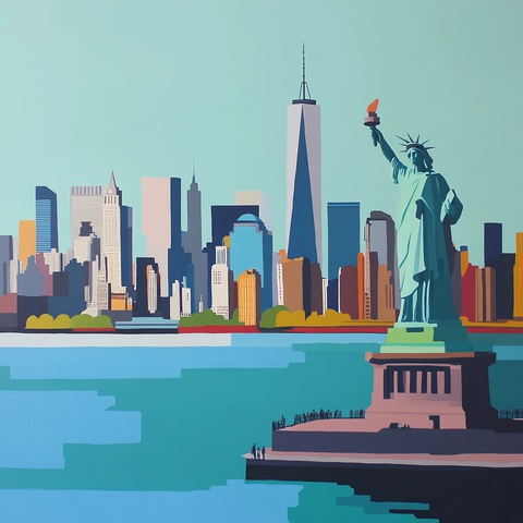 自由女神与城市天际线