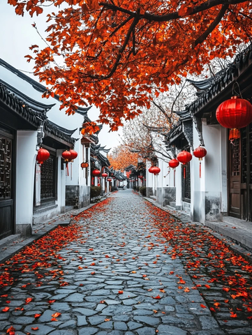 红叶白墙巷