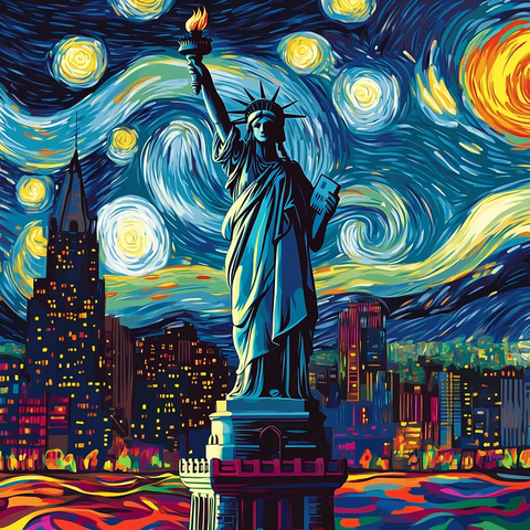 自由女神像星空图案