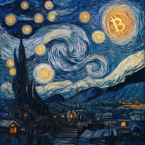 星空比特币硬币装饰画