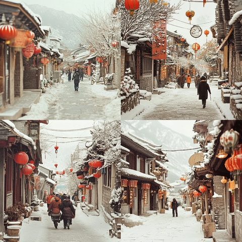 雪韵红灯笼古巷