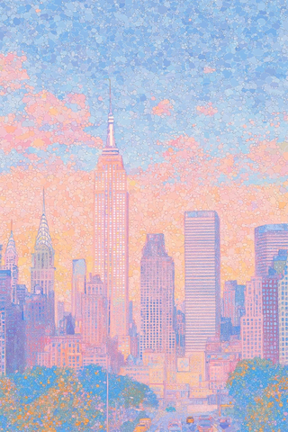 自由女神与帝国大厦插画