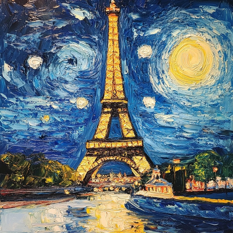 埃菲尔铁塔油画风格
