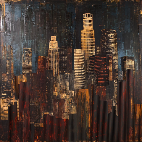 锈铁屋顶城市夜景