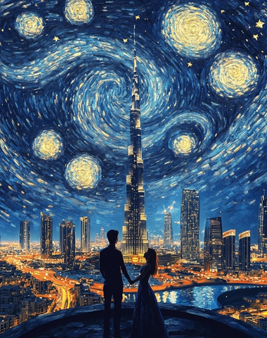 星空下的对望与爱恋