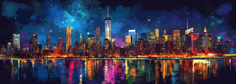 星空城市线条艺术