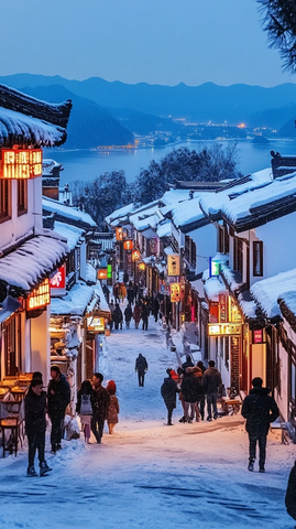 雪夜古镇
