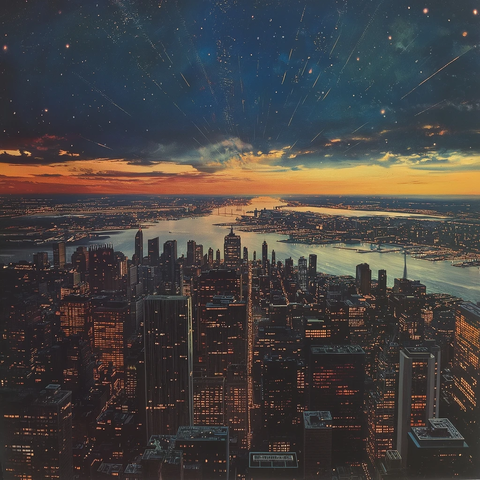 夜空星光映照金融区