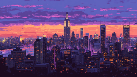 高楼窗口亮灯冬日黄昏