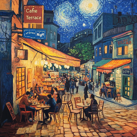 韩式夜市摊位与星空