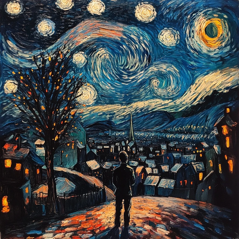 星空下的麦田与乌鸦