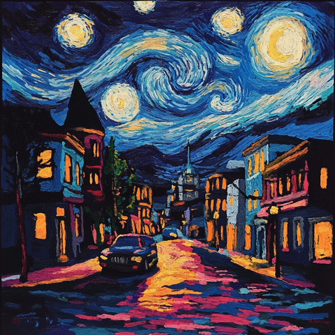 夜晚街道星光流转