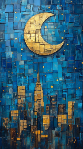 夜空星月金光璀璨