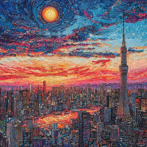 日落时分的城市景色