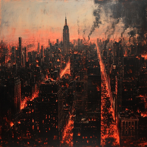 燃烧火焰红光映照