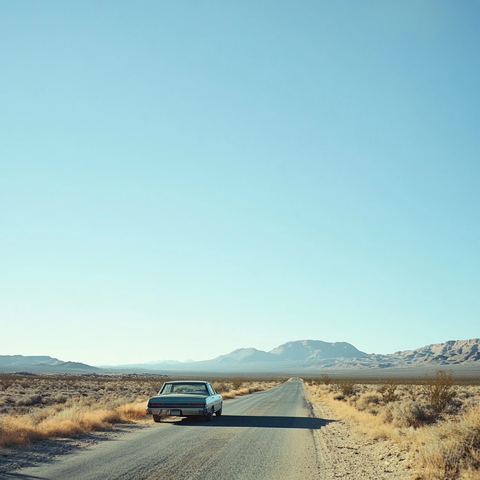沙漠小路汽车行驶