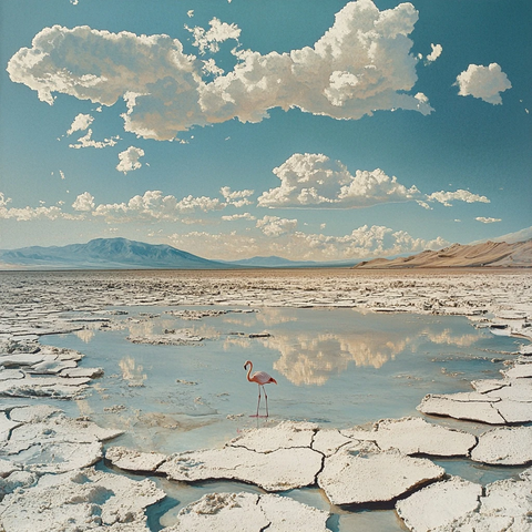 干涸盐湖与云彩