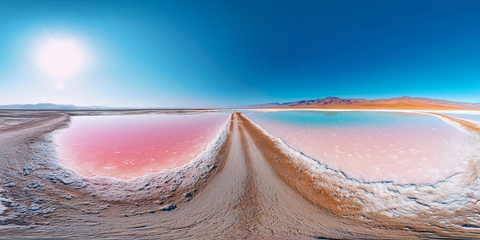 盐湖多彩湖水清晰天空