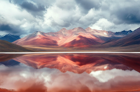 红山湖水白云映照