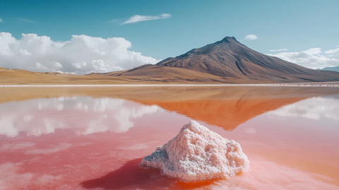 粉色盐湖与荒景观