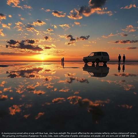 夕阳云彩水面倒影