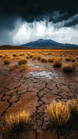 稀雨滋润干旱土地