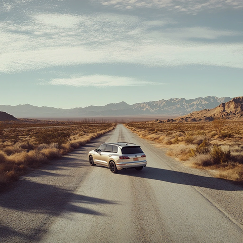 沙漠公路上的大众途锐