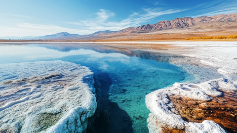 清澈湖水秋日风光