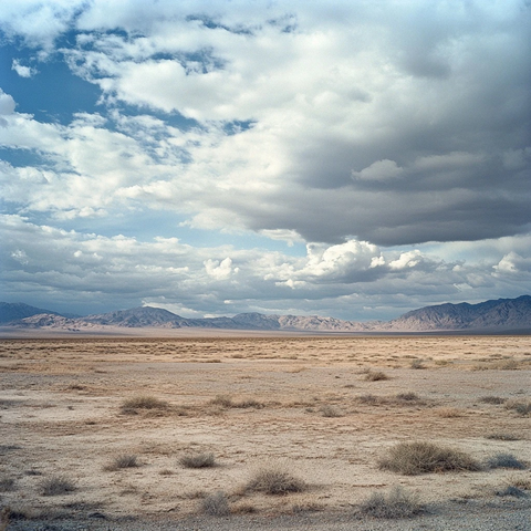 沙漠山脉低地平线云层