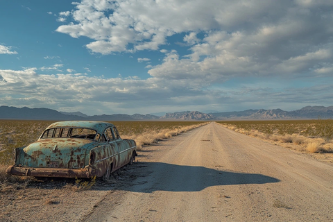 废弃汽车沙漠道路