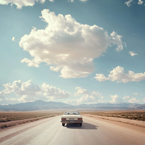 路上汽车与天空背景