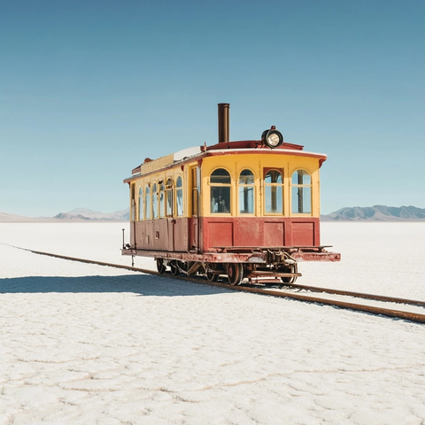 铁道手推车沙漠场景