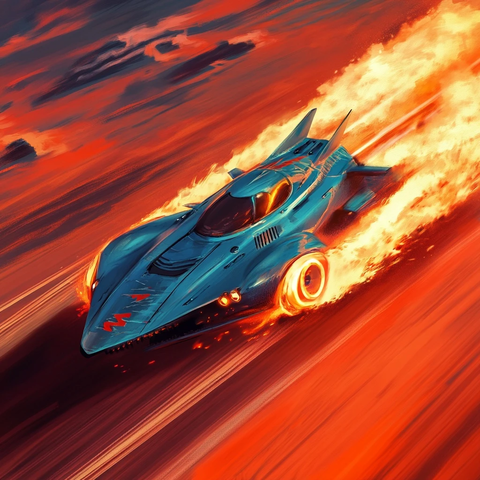 电蓝鲨鱼车红沙漠飞驰