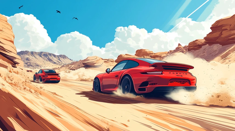 辆保时捷沙漠竞速