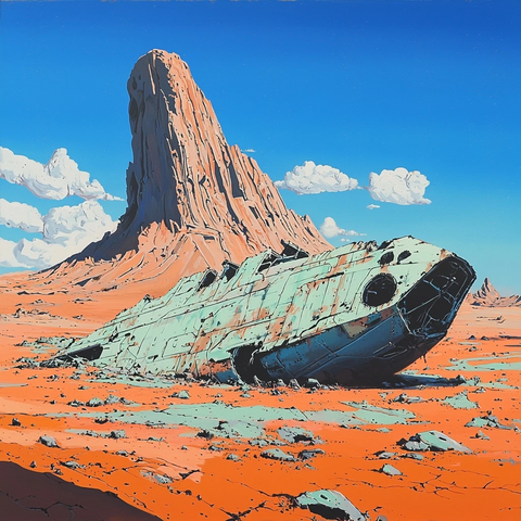 废弃太空战舰荒漠遗迹