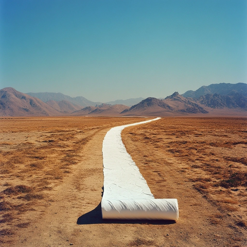 沙漠公路卫生纸卷延绵不绝